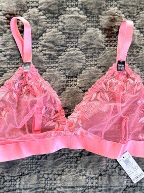 Etam N°8 Le Triangle Bra 38D Coral Pink Sheer Lace Unlined NWT